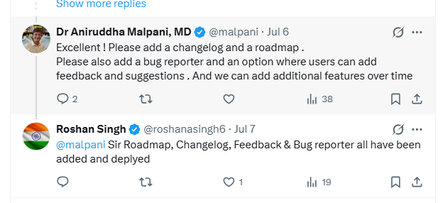 Dr Malpani's feature requests and my response
